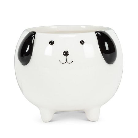 Abbott Collection 3 in. Ceramic Dog Planter, White - Small AB-27-MINIKIN-355